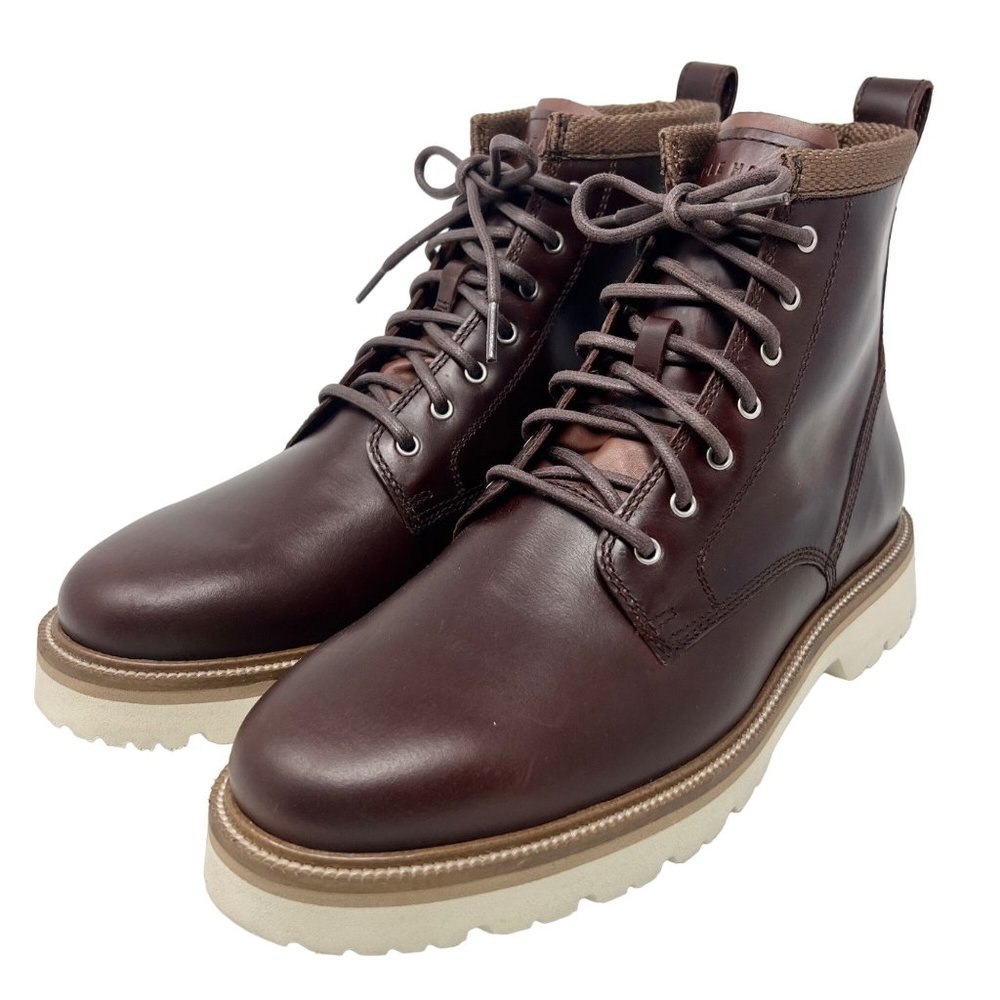 Cole Haan American Classics Plain Toe Leather Boot Brown White Lug Sole Size 8.5